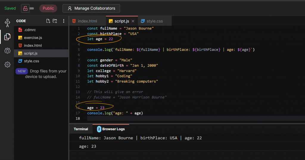 Editing a "let" variable