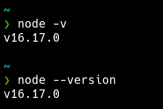 node version