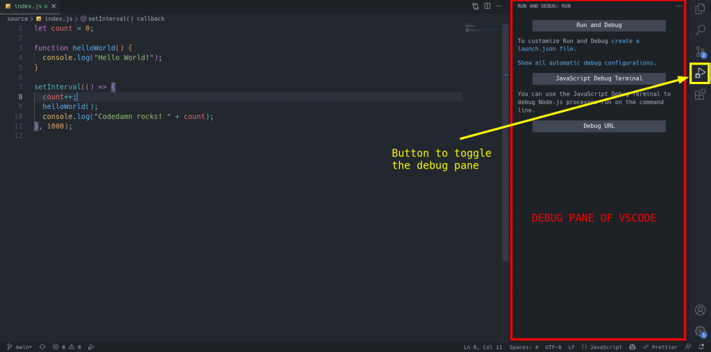 Enable the Run and Debug pane in VS Code