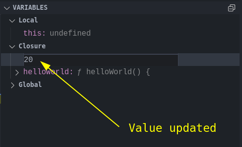 Updating variables through variable section