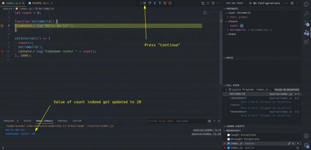 Checking if the variable got updated