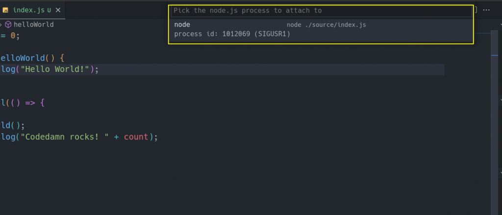 Dropdown list to choose process