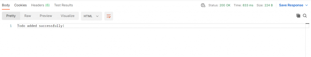 POST endpoint functioning correctly