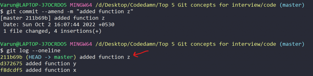 Updated commit message