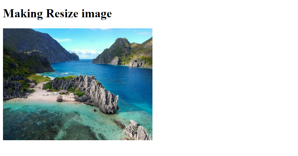Result of the resized image using HTML