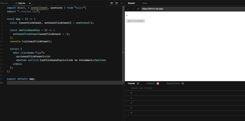 UseState hook in our functional component.