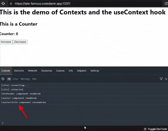 Deeply nested counter using React context