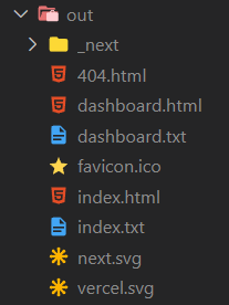 The generated static assets are stored in the out directory.